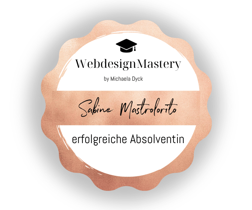 Auszeichnung und Zertifikat für bestandene Prüfung für Webdesign mit WordPress und Divi by Michaela Dyck.